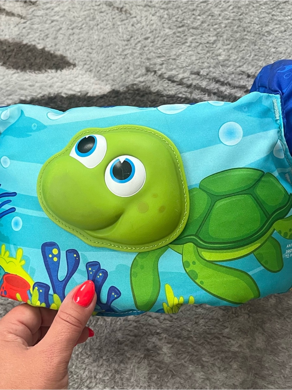 Kids Turtle Swim Floatation Vest - Blue/Green, weight 30-50 lbs